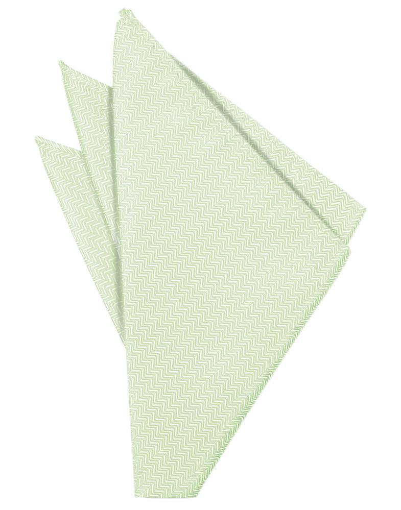 Cardi Pistachio Herringbone Pocket Square