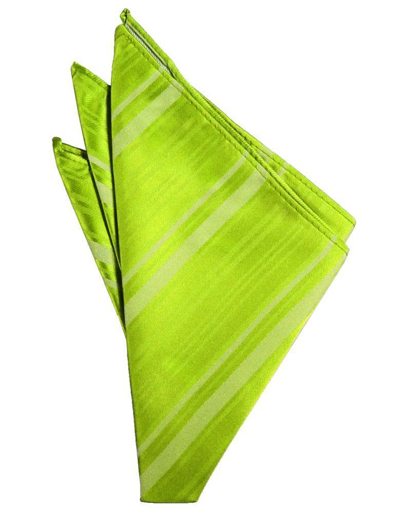 Cardi Lime Striped Satin Pocket Square