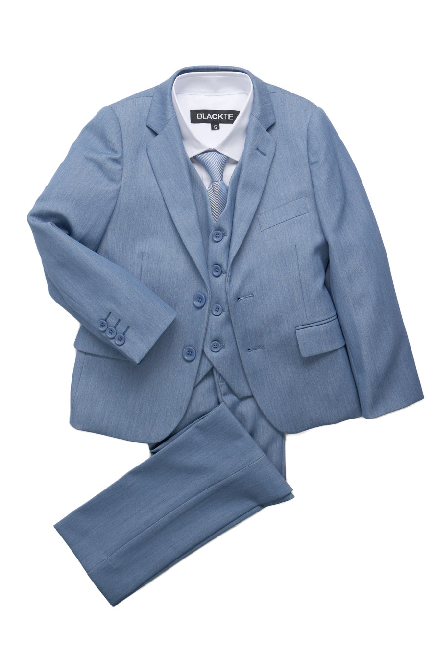 Liam Kids Denim Blue Suit (5-Piece Set) –